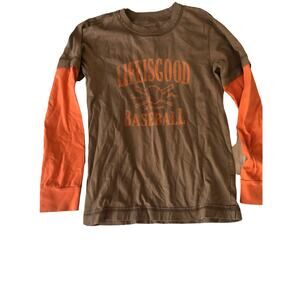 Life Is Good Brown Orange Baseball Shirt size 5-6